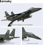 1:100 Scale F-15E Eagle Metal Fighter Jet Model Military Die-Cast Aircraft Models for Collection or Gift