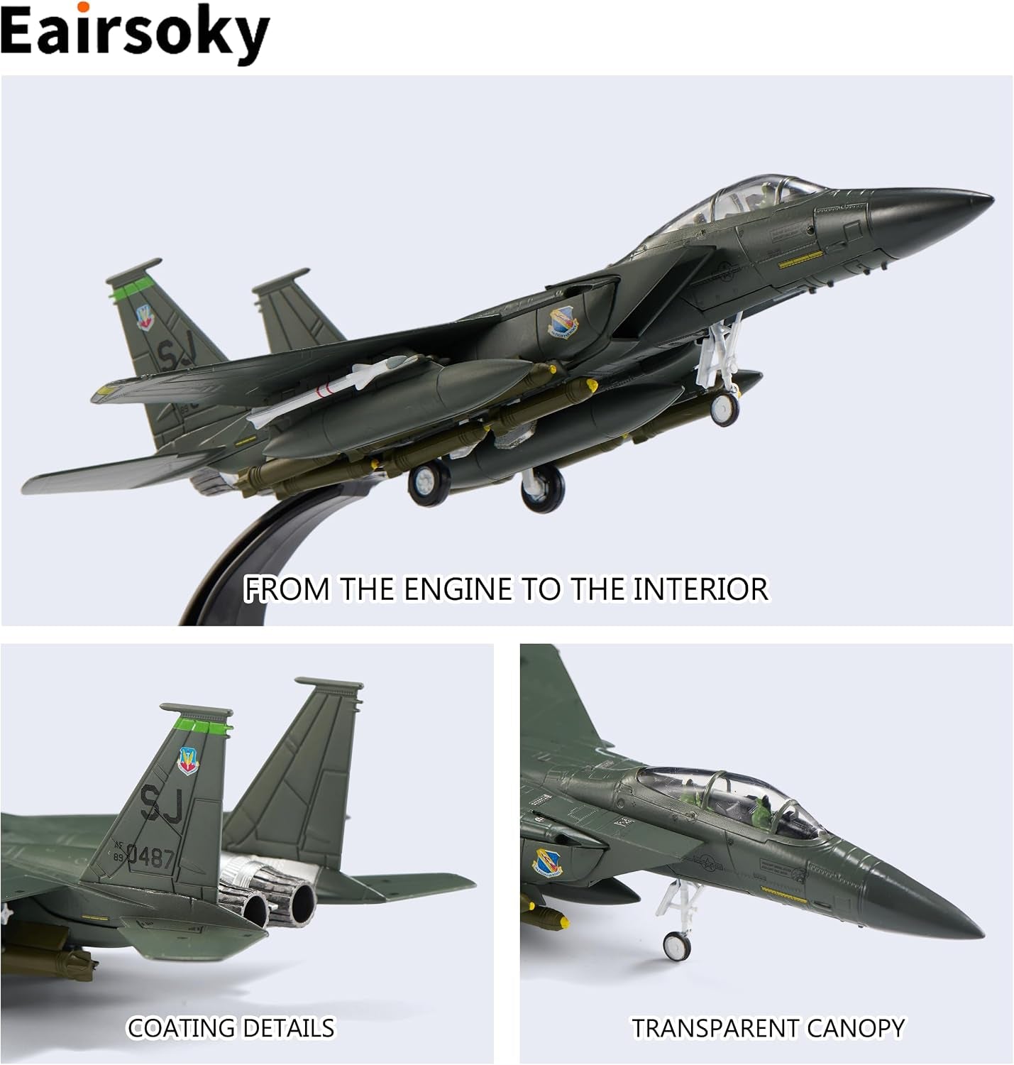 1:100 Scale F-15E Eagle Metal Fighter Jet Model Military Die-Cast Aircraft Models for Collection or Gift