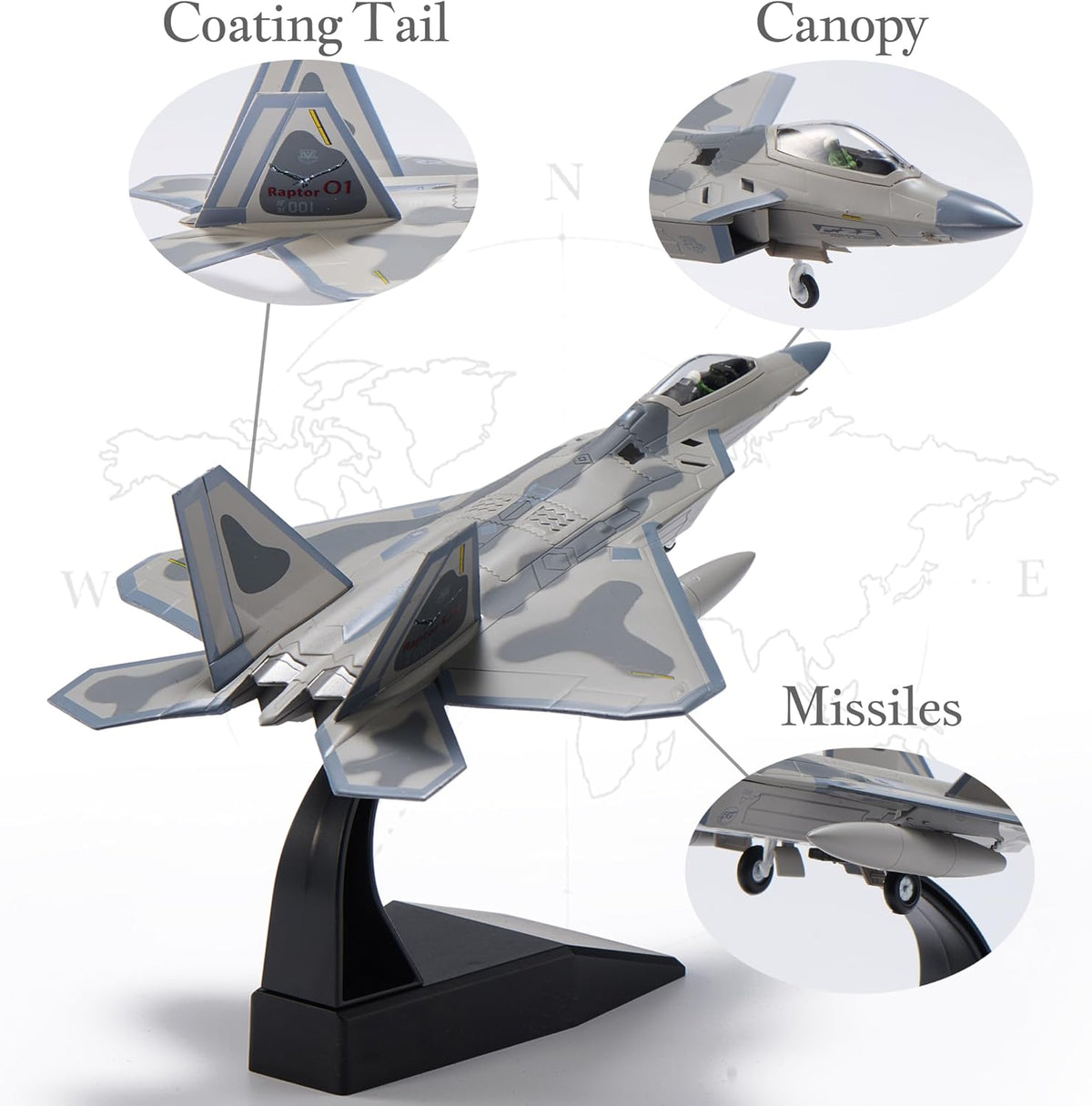 F-22 Raptor Die-Cast Airplanes-1/100 Scale Spirits of American