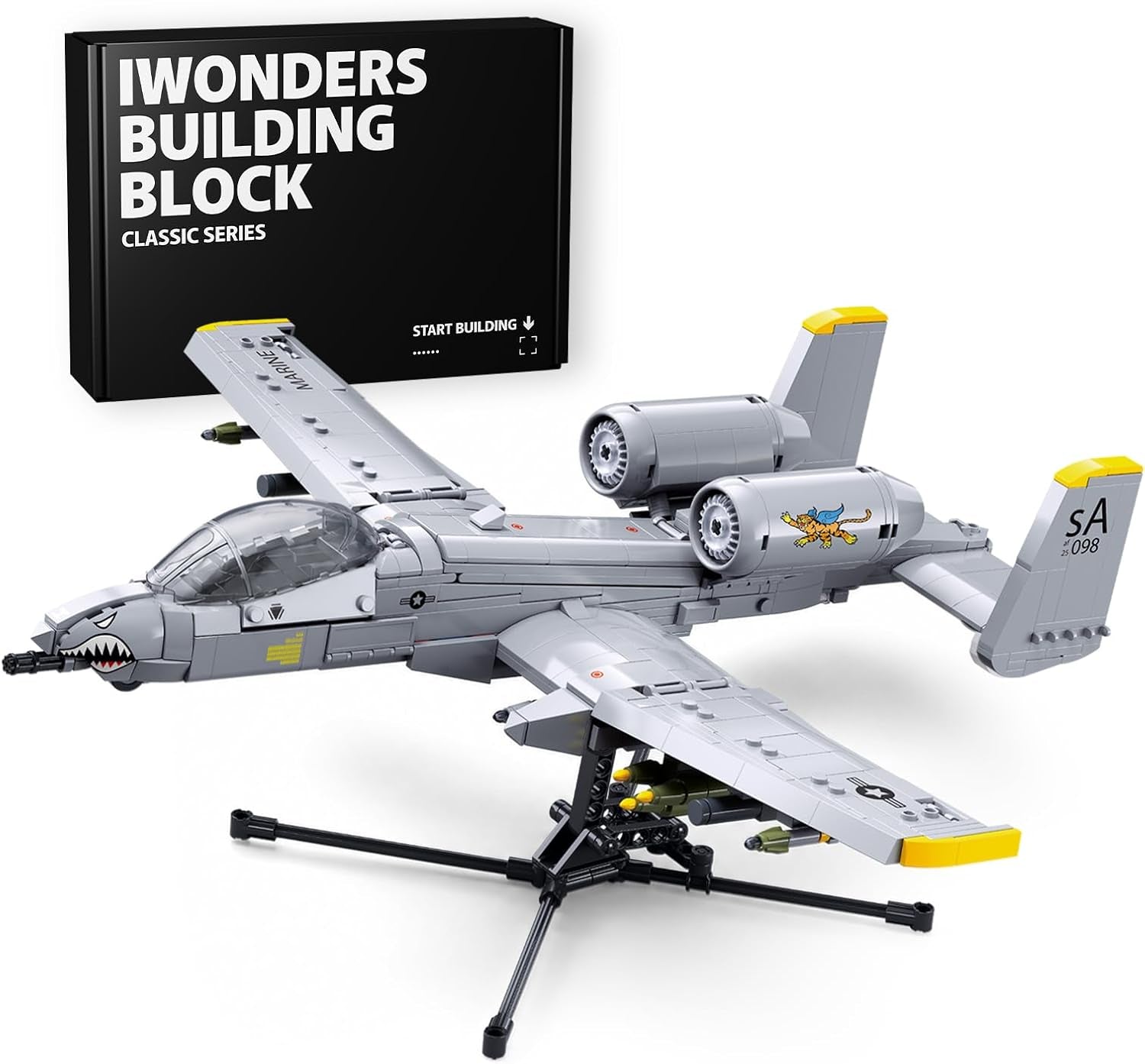 A-10 Warthog Attack Aircraft Building Block Military Fighterjet Set Kids 6+