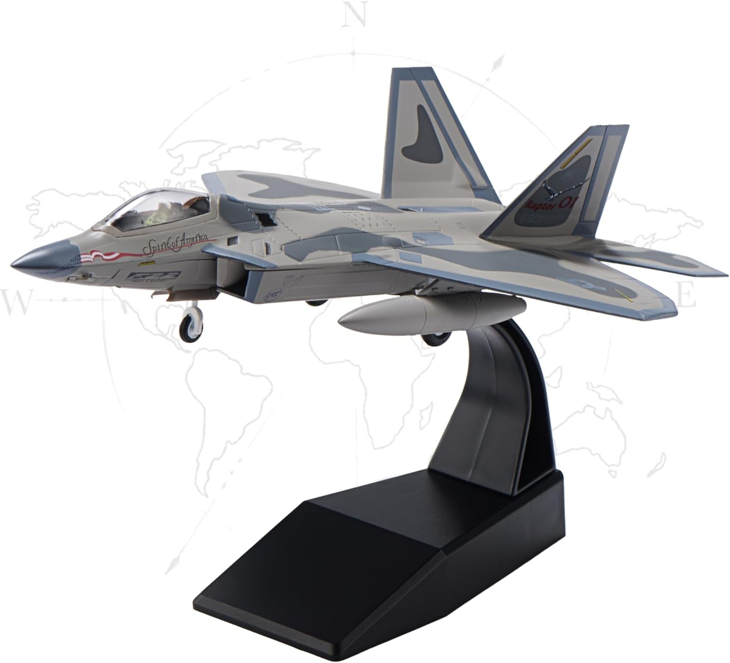 F-22 Raptor Die-Cast Airplanes-1/100 Scale Spirits of American