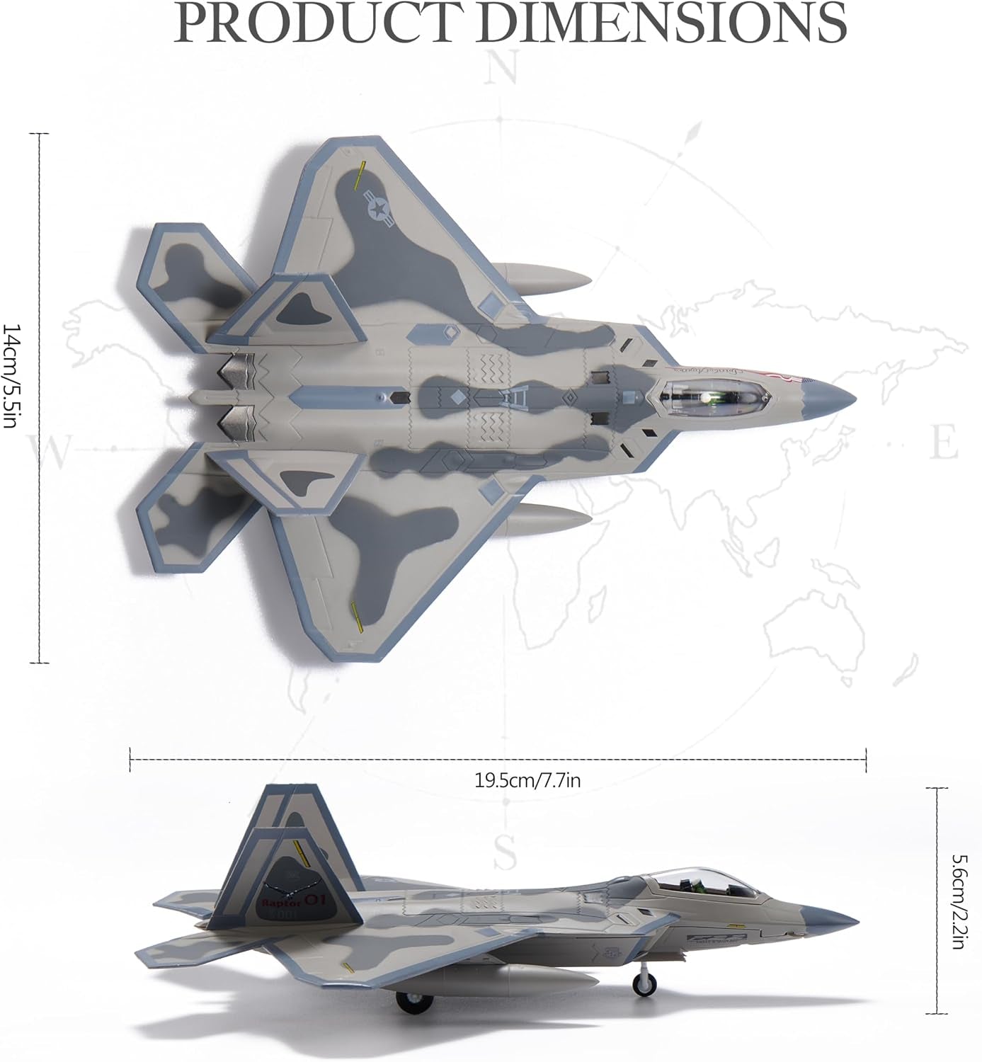 F-22 Raptor Die-Cast Airplanes-1/100 Scale Spirits of American