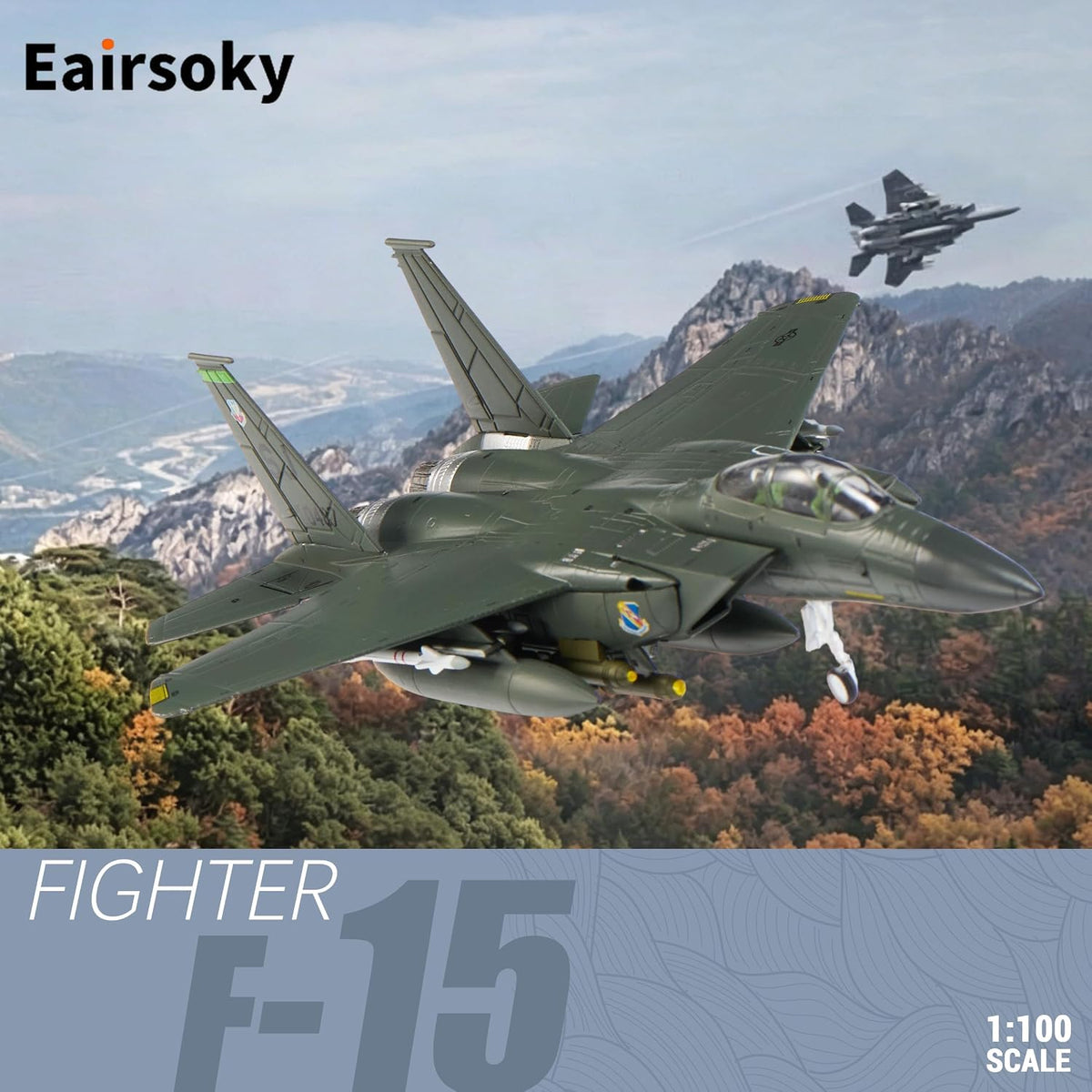 1:100 Scale F-15E Eagle Metal Fighter Jet Model Military Die-Cast Aircraft Models for Collection or Gift