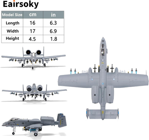 1:100 Scale A-10 Thunderbolt II Warthog Metal Fighter Jet Model Military Die-Cast Aircraft Models for Collection or Gift