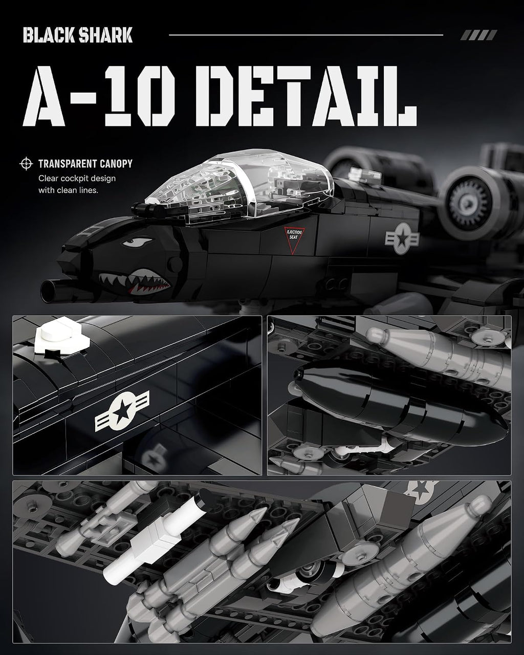 A-10 Warthog Attack Aircraft Building Block Military Fighterjet Set Kids 6+