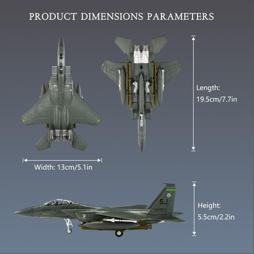 1:100 Scale F-15E Eagle Metal Fighter Jet Model Military Die-Cast Aircraft Models for Collection or Gift